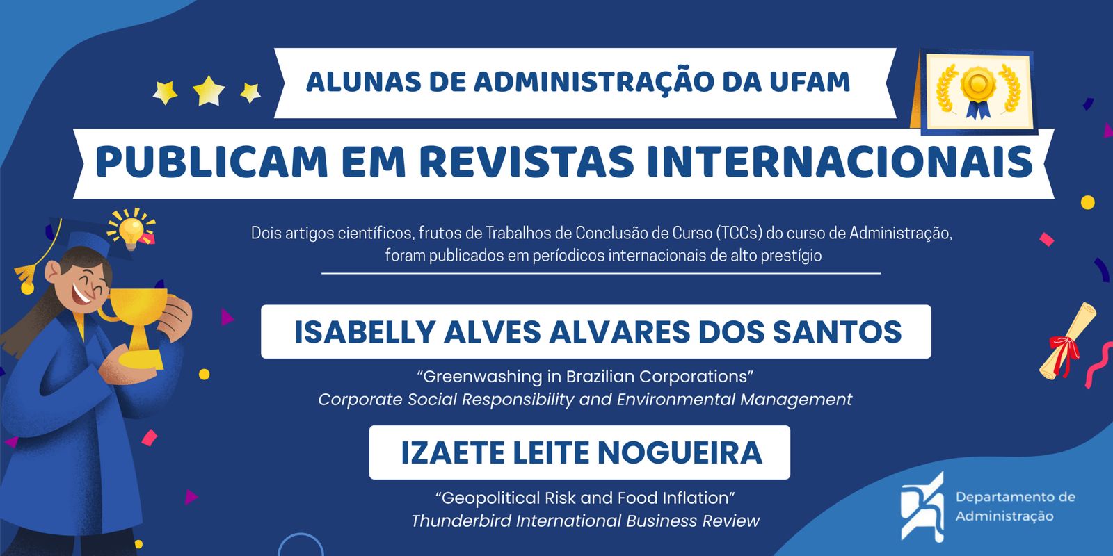 Alunas do Curso de Administração publicam em revistas internacionais